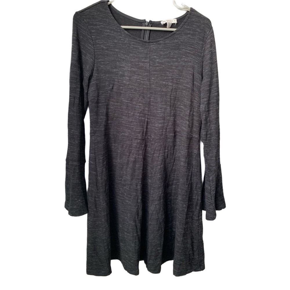ELIANE ROSE Women’s Black with Gray Scoop Neck Ruffle Sleeve MIDI Dress